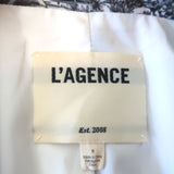 L'Agence Kenzie Double Breasted Blazer White/Gray Safari Scenic Print Size 8