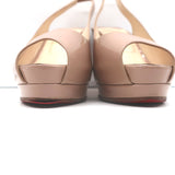 Christian Louboutin Slingback Sandals Nude Patent Leather Size 39 Peep Toe Heels