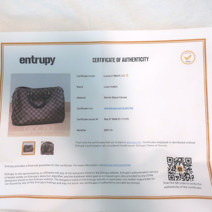 Louis Vuitton Speedy 35 Bag Damier Ebene Canvas