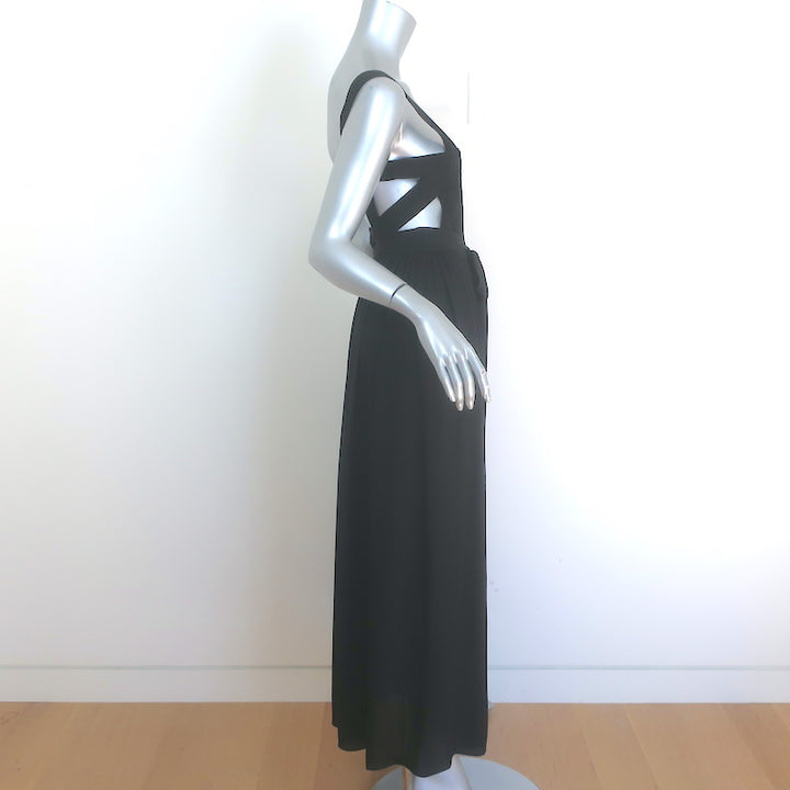 Matteau Bandage Open-Back Maxi Wrap Dress Black Silk Size US 4