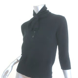 Christian Dior Tie-Neck Cashmere Sweater Black Size US 6