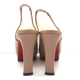 Christian Louboutin Slingback Sandals Nude Patent Leather Size 39 Peep Toe Heels