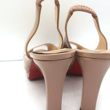 Christian Louboutin Slingback Sandals Nude Patent Leather Size 39 Peep Toe Heels