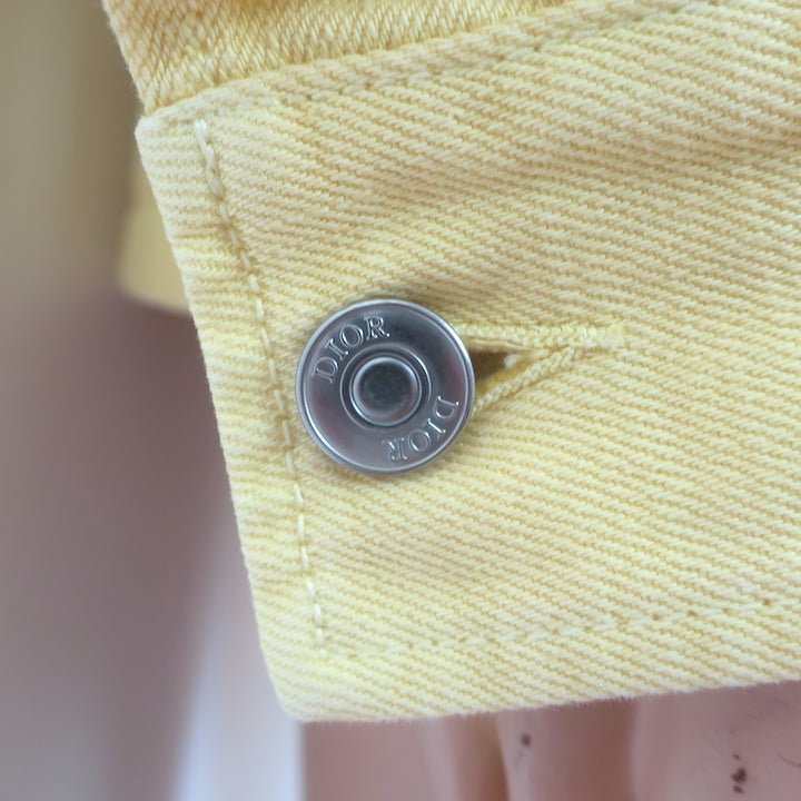 Dior Homme 1947 Logo-Embroidered Denim Jacket Pale Yellow Size 54