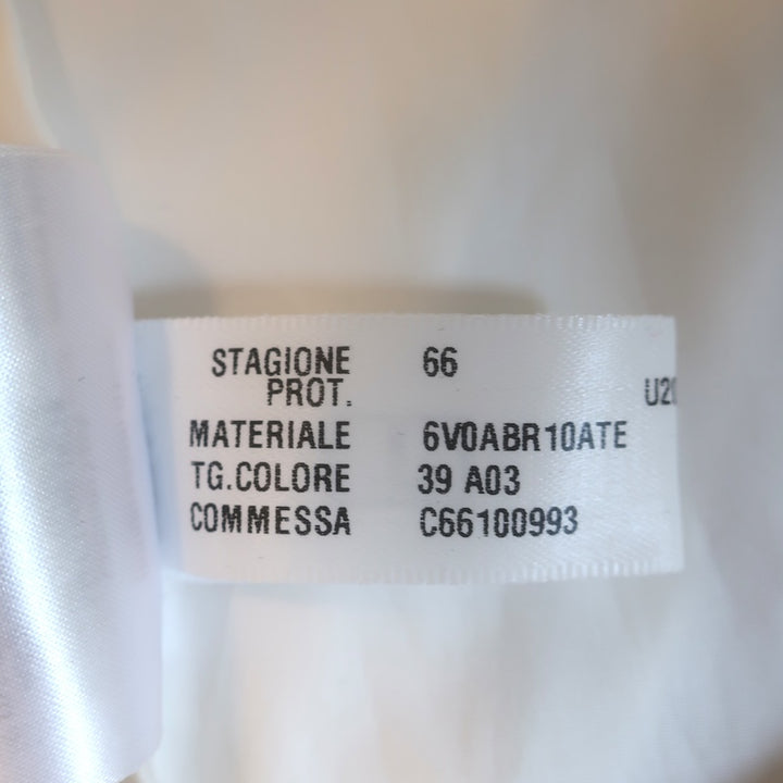 Valentino Victorian Lace-Trimmed Ruffle Neck Open-Front Shirt White Cotton Size 39-15 1/2
