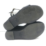 Valentino Rockstud Torchon Rope Wedge Sandals Black Size 36 Ankle Strap Heels