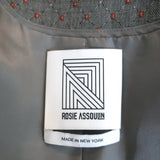 Rosie Assoulin Blazer Gray Stretch Wool Blend Size 6 Single Breasted Jacket