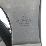 Valentino Rockstud Torchon Rope Wedge Sandals Black Size 36 Ankle Strap Heels