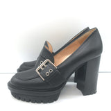 Gianvito Rossi Buckle Loafer Pumps Black Leather Size 36 Platform Heels