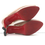 Christian Louboutin Slingback Sandals Nude Patent Leather Size 39 Peep Toe Heels