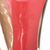 Christian Louboutin Slingback Sandals Nude Patent Leather Size 39 Peep Toe Heels