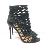 Christian Louboutin Mille Cinque 100 Cage Boots Black Leather Size 38.5
