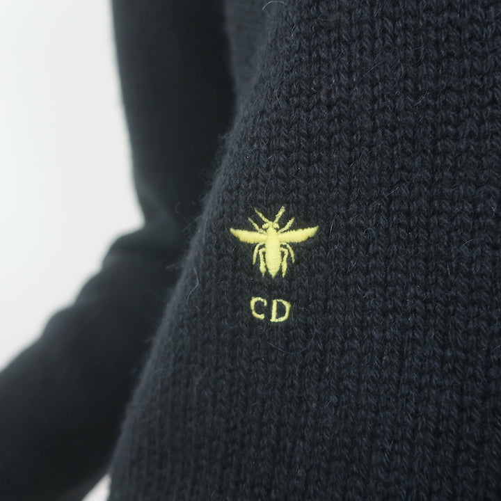 Christian Dior Side-Zip Turtleneck Sweater Black Alpaca Size US 4