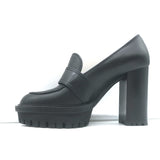 Gianvito Rossi Buckle Loafer Pumps Black Leather Size 36 Platform Heels