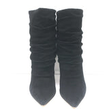 Gianvito Rossi Cecile Slouch Ankle Boots Black Suede Size 36.5