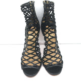Christian Louboutin Mille Cinque 100 Cage Boots Black Leather Size 38.5