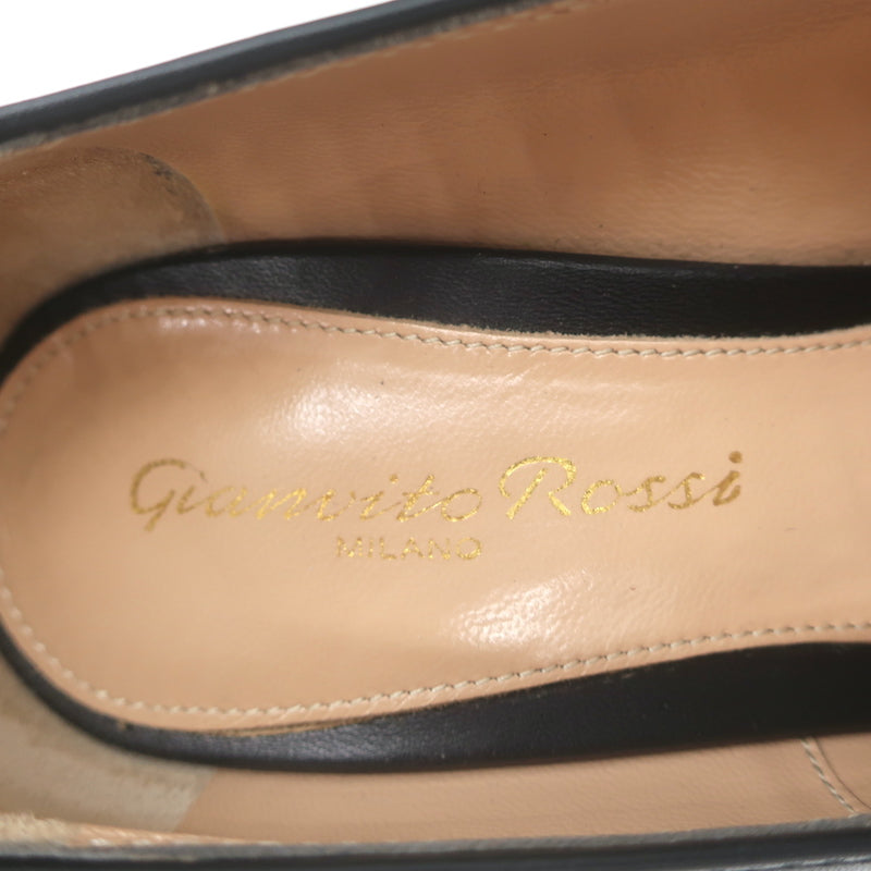 Gianvito Rossi Buckle Loafer Pumps Black Leather Size 36 Platform Heels