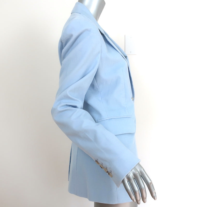 Gabriela Hearst Blazer Sophie Light Blue Corduroy Size 42 Single Breasted Jacket