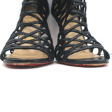 Christian Louboutin Mille Cinque 100 Cage Boots Black Leather Size 38.5