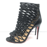 Christian Louboutin Mille Cinque 100 Cage Boots Black Leather Size 38.5