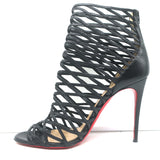 Christian Louboutin Mille Cinque 100 Cage Boots Black Leather Size 38.5