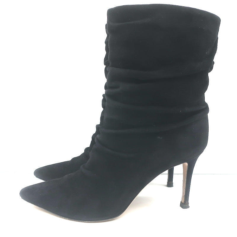 Gianvito Rossi Cecile Slouch Ankle Boots Black Suede Size 36.5