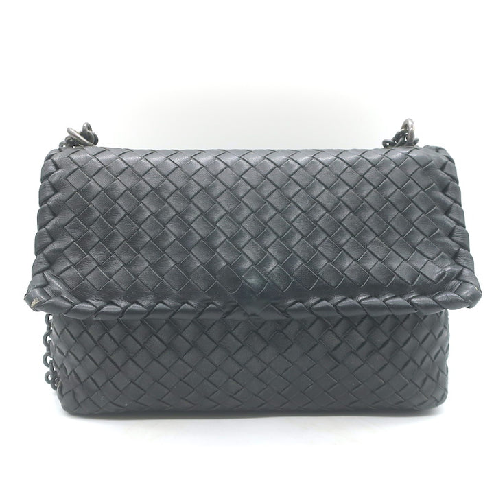 Bottega Veneta Olimpia Small Shoulder Bag Black Intrecciato Leather Crossbody