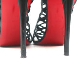 Christian Louboutin Mille Cinque 100 Cage Boots Black Leather Size 38.5