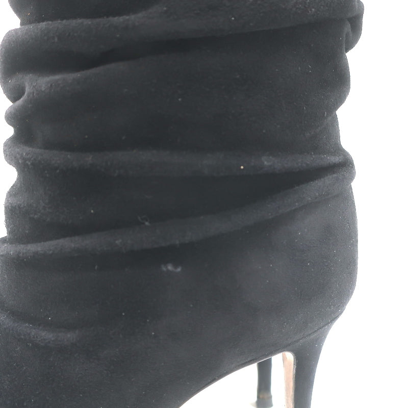 Gianvito Rossi Cecile Slouch Ankle Boots Black Suede Size 36.5