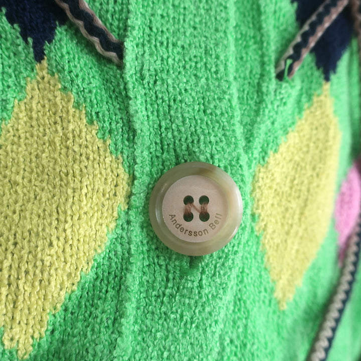 Andersson Bell Joy Argyle Cardigan Green Size Extra Small