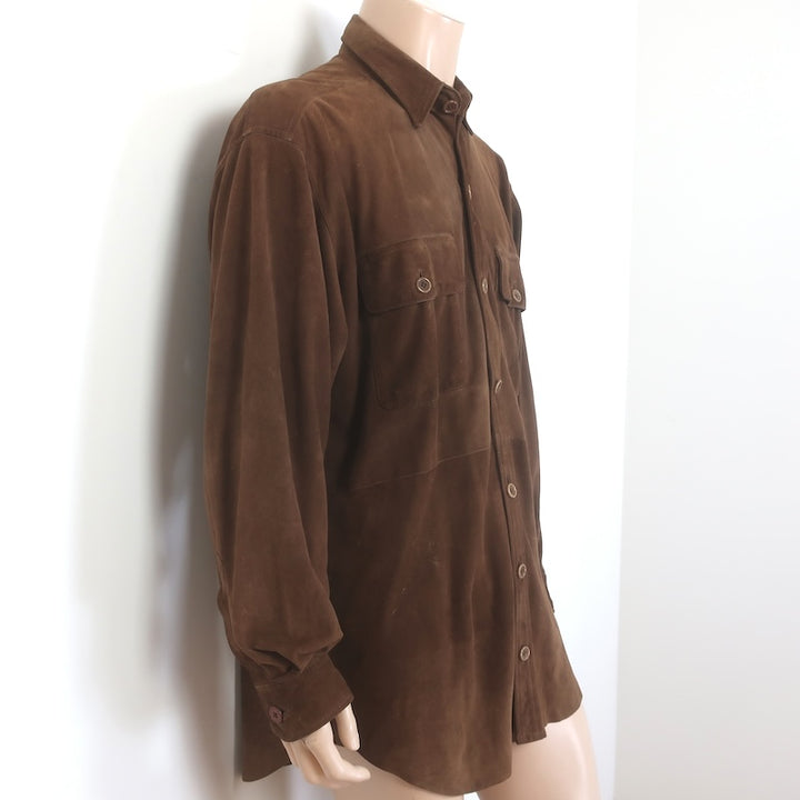 Polo Ralph Lauren Suede Shirt Jacket Dark Brown Size Large