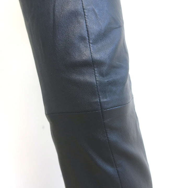 The Row Cropped Leather Front-Seam Leggings Dark Navy Size 2