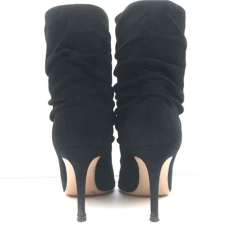 Gianvito Rossi Cecile Slouch Ankle Boots Black Suede Size 36.5