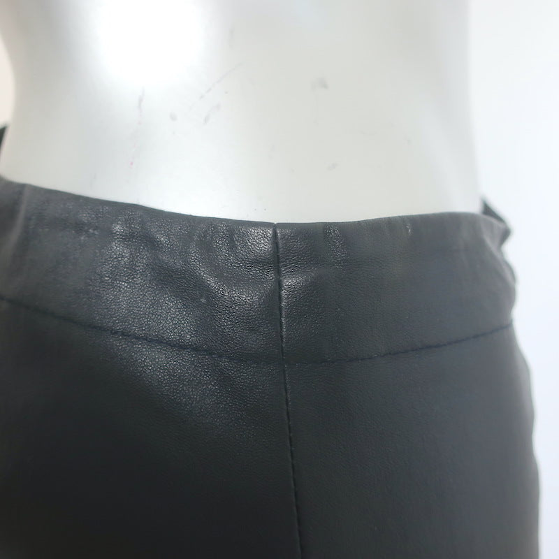 The Row Cropped Leather Front-Seam Leggings Dark Navy Size 2