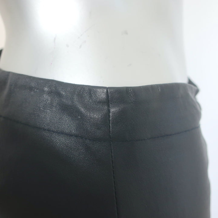 The Row Cropped Leather Front-Seam Leggings Dark Navy Size 2