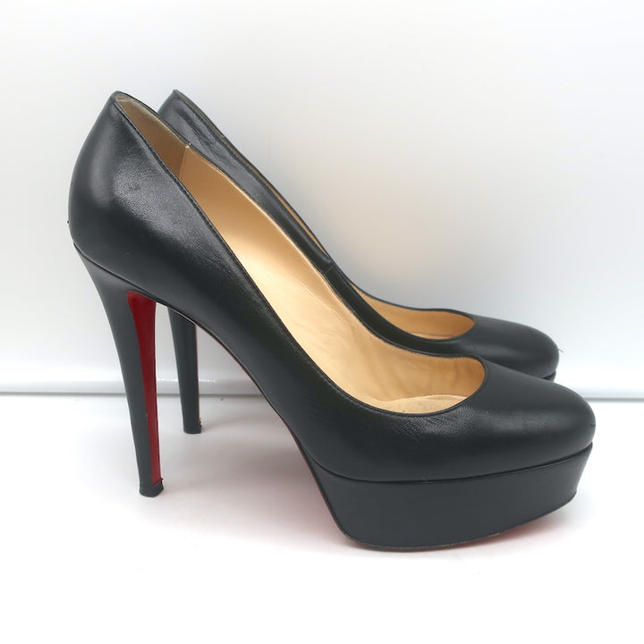 Christian Louboutin Bianca 120 Platform Pumps Black Leather Size 38