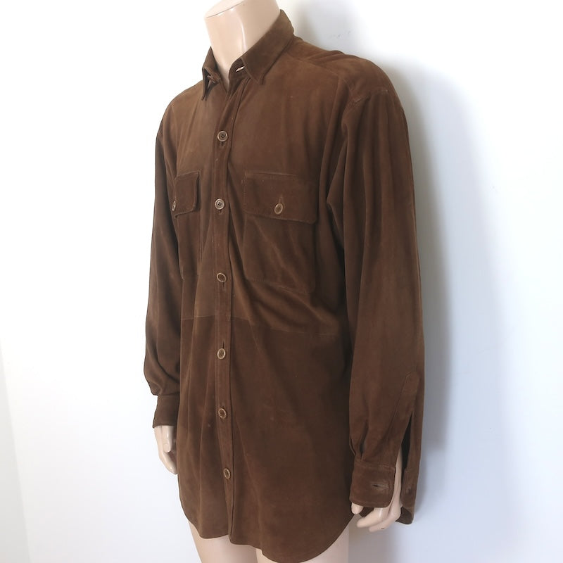Polo Ralph Lauren Suede Shirt Jacket Dark Brown Size Large