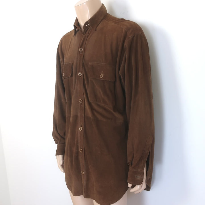 Polo Ralph Lauren Suede Shirt Jacket Dark Brown Size Large