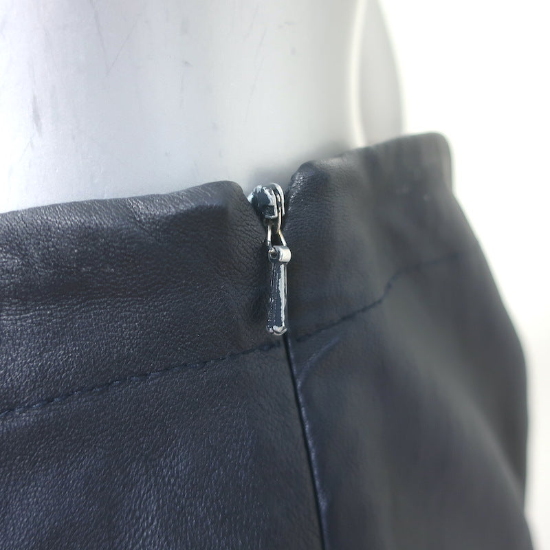The Row Cropped Leather Front-Seam Leggings Dark Navy Size 2