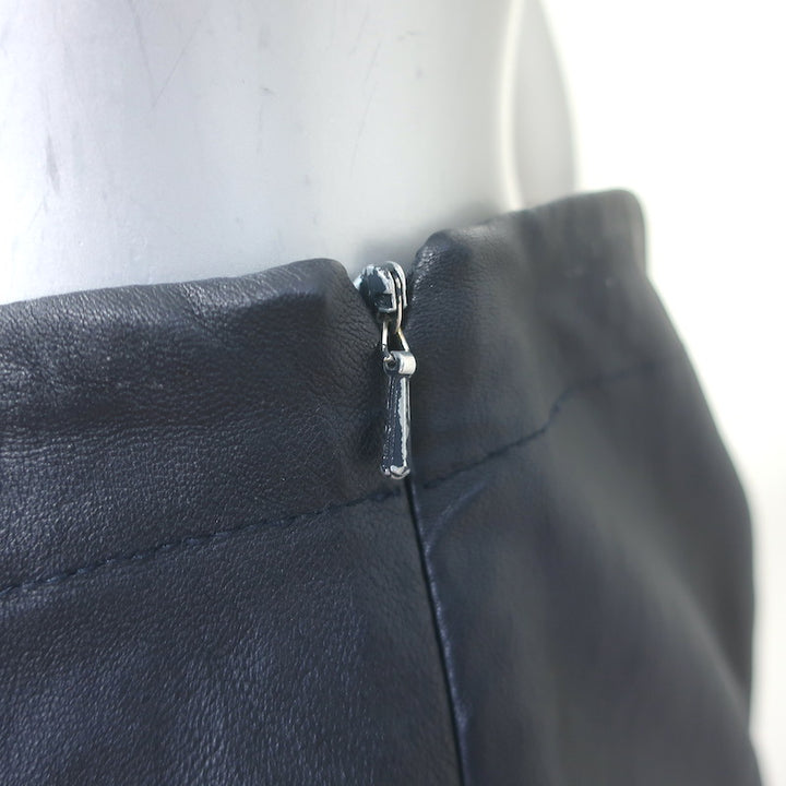 The Row Cropped Leather Front-Seam Leggings Dark Navy Size 2