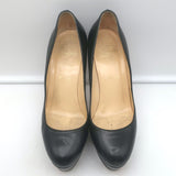 Christian Louboutin Bianca 120 Platform Pumps Black Leather Size 38
