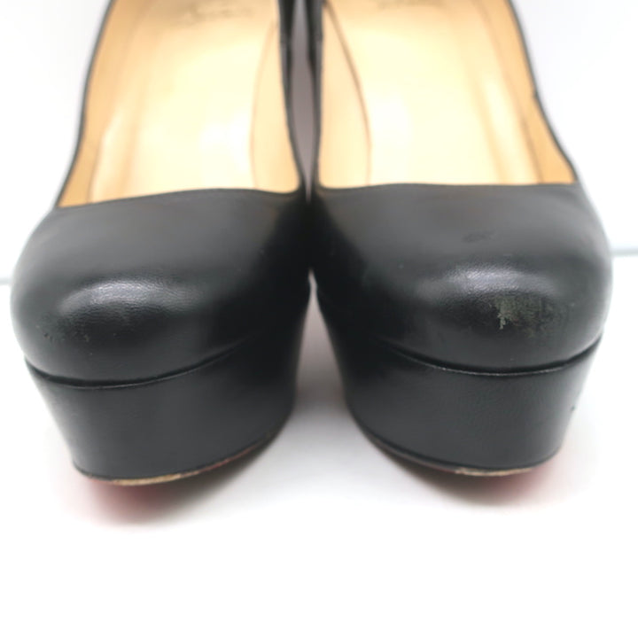 Christian Louboutin Bianca 120 Platform Pumps Black Leather Size 38
