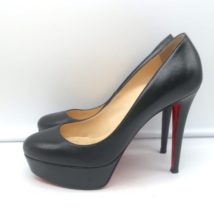 Christian Louboutin Bianca 120 Platform Pumps Black Leather Size 38