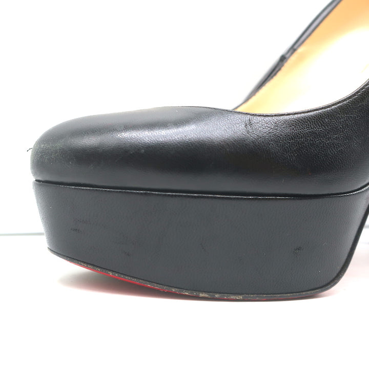 Christian Louboutin Bianca 120 Platform Pumps Black Leather Size 38
