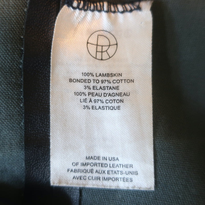 The Row Cropped Leather Front-Seam Leggings Dark Navy Size 2
