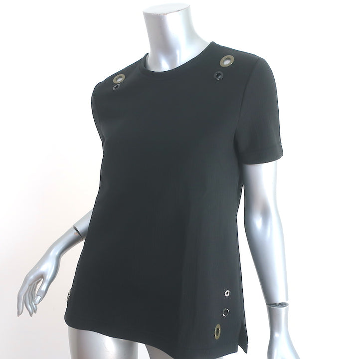 Proenza Schouler Grommet-Embellished Tee Black Size Extra Small Short Sleeve Top