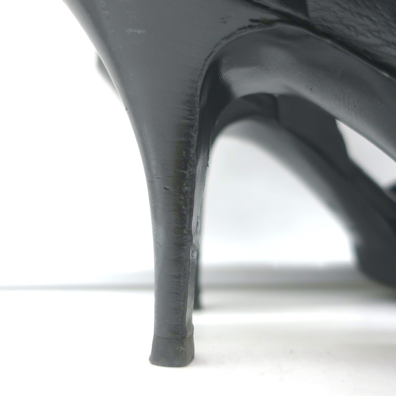 Yves Saint Laurent Tribute Sandals Black Leather Size 39 Ankle Strap Heels