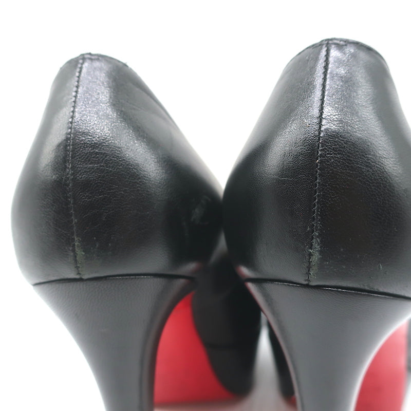 Christian Louboutin Bianca 120 Platform Pumps Black Leather Size 38