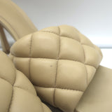Bottega Veneta Padded Mules Beige Quilted Leather Size 36 Open Toe Heels