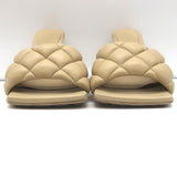 Bottega Veneta Padded Mules Beige Quilted Leather Size 36 Open Toe Heels